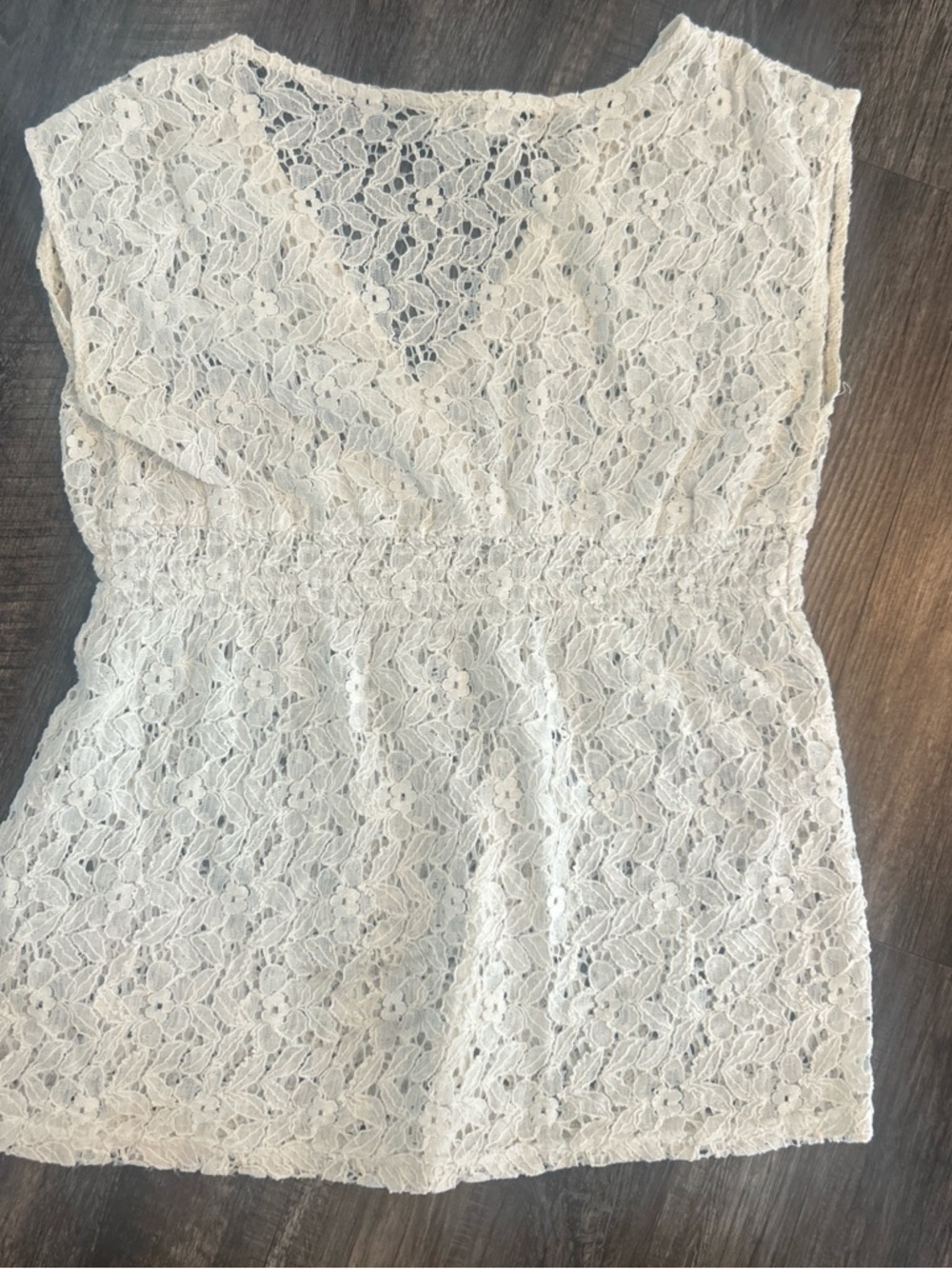 Pinky Ivory Lace Peplum Top
